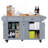 Kitchen Island With Rubber Wood Countertop, Kitchen Cart On 5 Wheels With Storage Cabinet-448747641