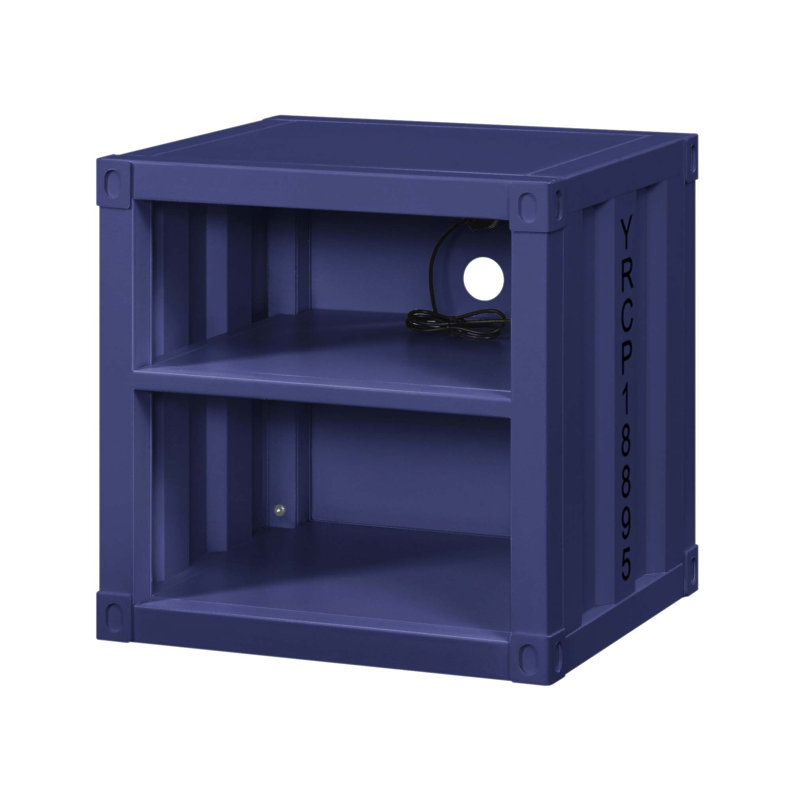 Table de chevet industrielle avec finition USB avec charge USB, structure en métal robuste et conception compacte pour les chambres modernes