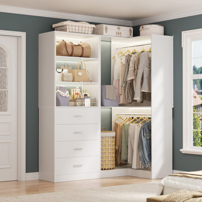 53" W Closet System With Drawers And Hanging Rods