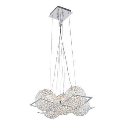Luminaire suspendu géométrique 5 lumières grappe Ferrel
