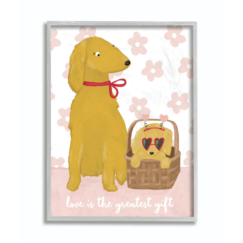 « dog family love rose yellow animal », impression, H 11 po x l 14 po, Estampe numérique Farmhouse