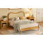 Cadre de lit plateforme moderne de style Mid-Century avec tête de lit courbée en rotin, lit de style scandinave naturel Boho, lit grand pour chambre à coucher, aucun sommier nécessaire, naturel-133438428-133438430