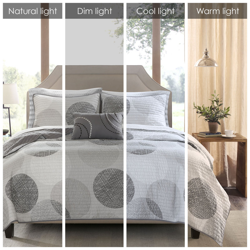 California King Gray Microfiber Reversible Quilt Set with Cotton Sheets