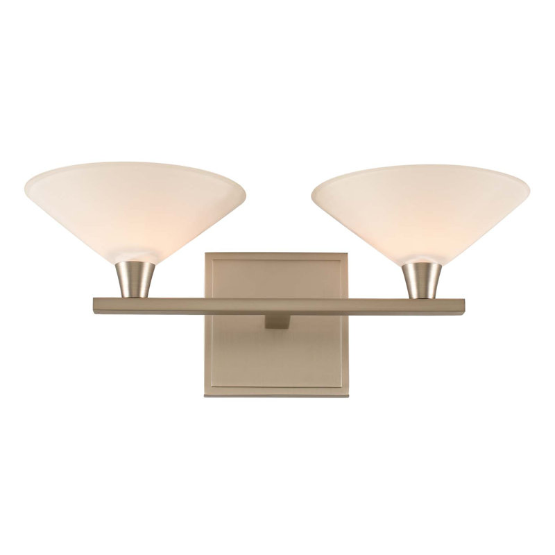 Galvaston 2 LT Satin Nickel Bath Wall Sconce Kalco, Satin Nickel