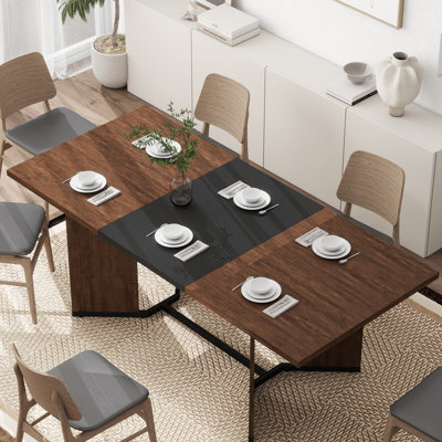 Table de salle à manger de 198 cm (78 pouces) pour 4 à 8 personnes, style campagnard, grande table rectangulaire pour la cuisine, en bois avec structure robuste, idéale pour la cuisine, le salon ou le bureau.