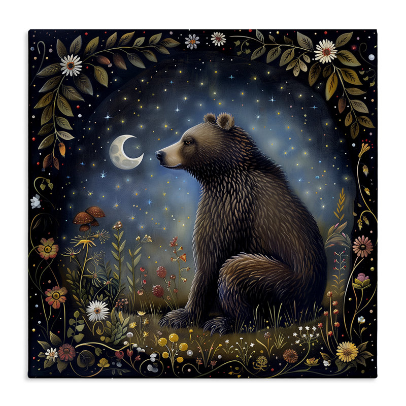 «Woodland Bear Night Forest» par The Dutch Lady, H 17 po x l 17 po