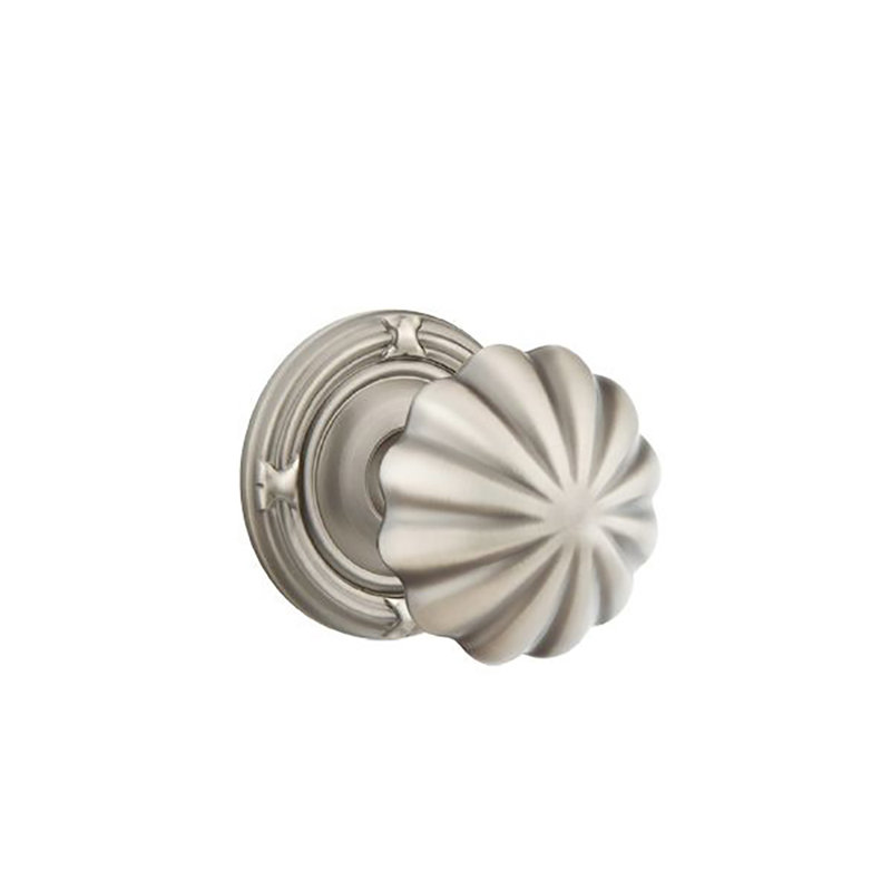 Emtek Privacy Knobset w/ Ribbon & Reed and Melon Knob, Antique Nickel