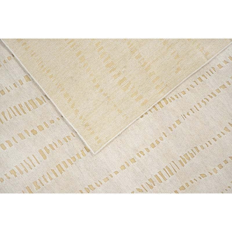 Terranova Wool Striped Area Rug in Gold/Ivory, Runner 3' x 9'