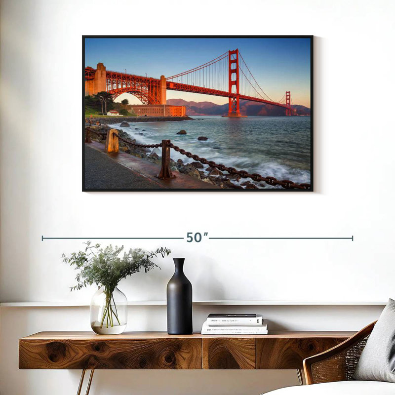Golden Gate Bridge Waters, Cadre flottant noir, 37 po x 25 po
