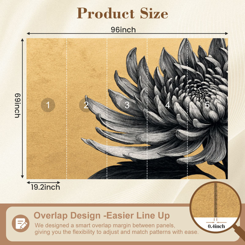 Papier peint adhésif décoratif floral bohème Boho, L 96 po x l 69 po