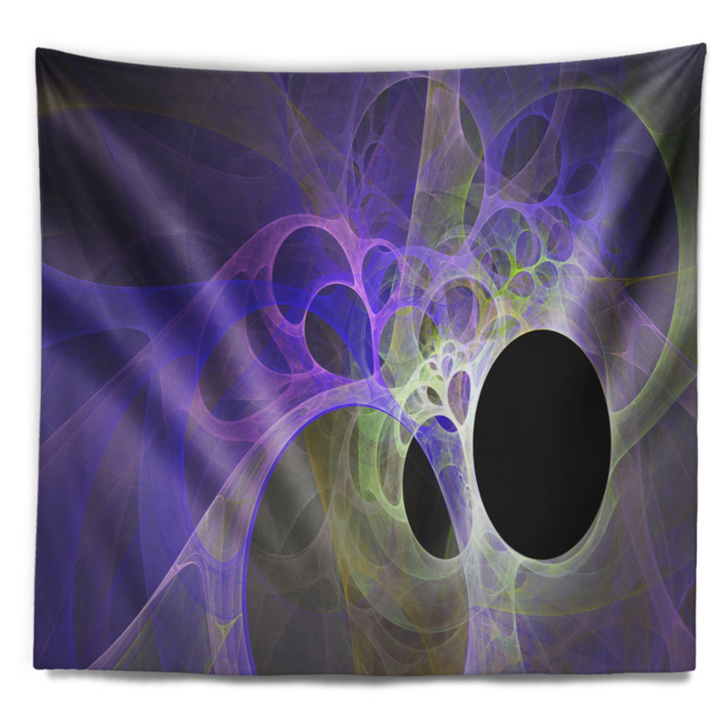 Tapisserie abstraite avec ailes d'ange bleu fractal, H 32 po x l 39 po