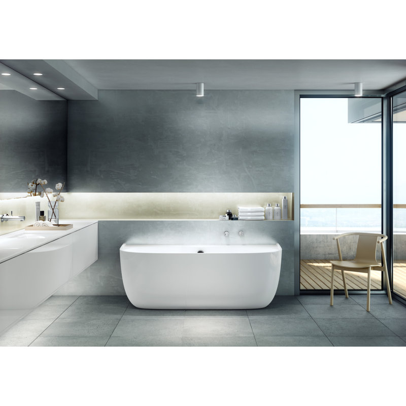 Eldon 68.88" x 33.5" Freestanding Soaking Bathtub, Standard White
