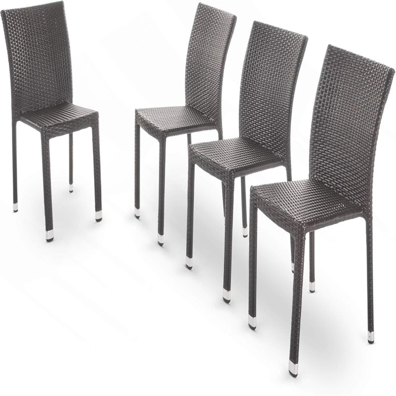 Chaise LARACHE en aluminium sans accoudoirs en rotin
