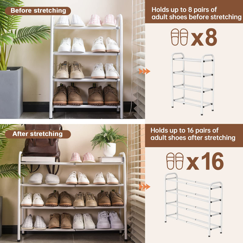 16 Pair Shoe Rack, White