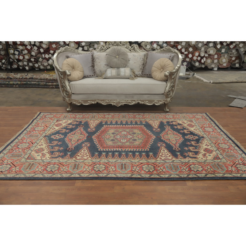 Tapis traditionnel indien à motif géométrique 6 x 9