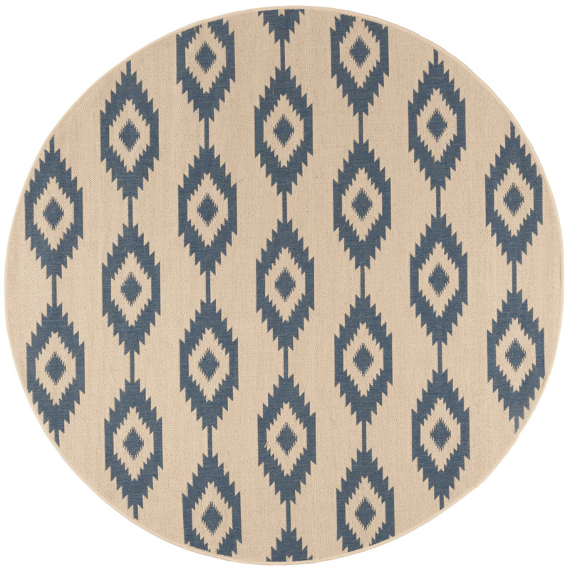 Tapis intérieur / extérieur Lollar Southwestern, Rond 6 pi 7 po