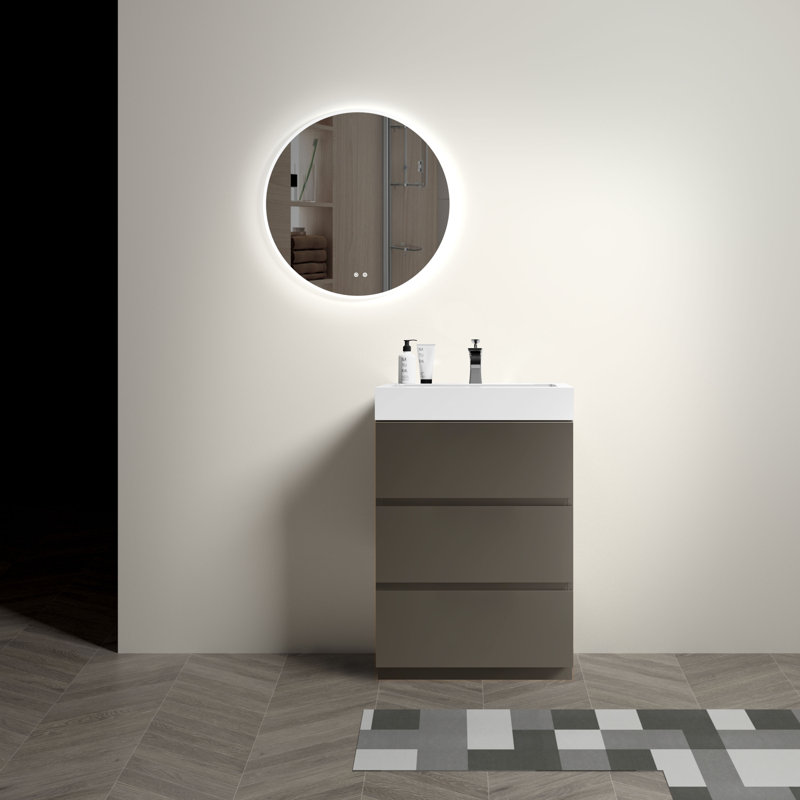 Armoire de salle de bain flottante en chêne naturel Cc0414s306 - murale, petit espace, pré-assemblée