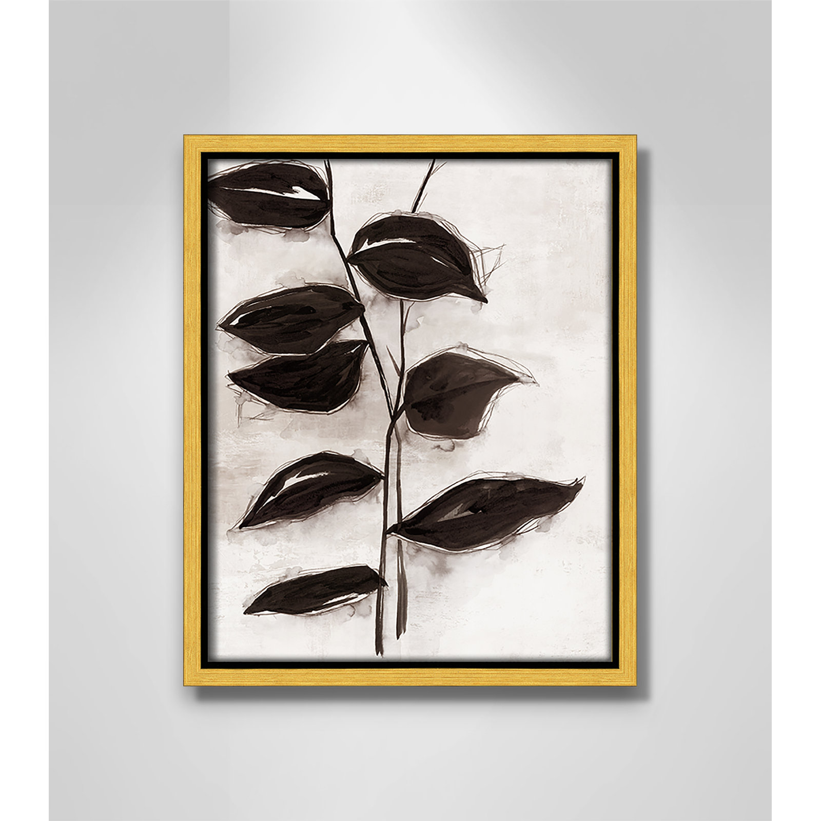 Leaves "Leaves I" Print, 11.5" H x 9.5" W x 2" D, Gold Framed