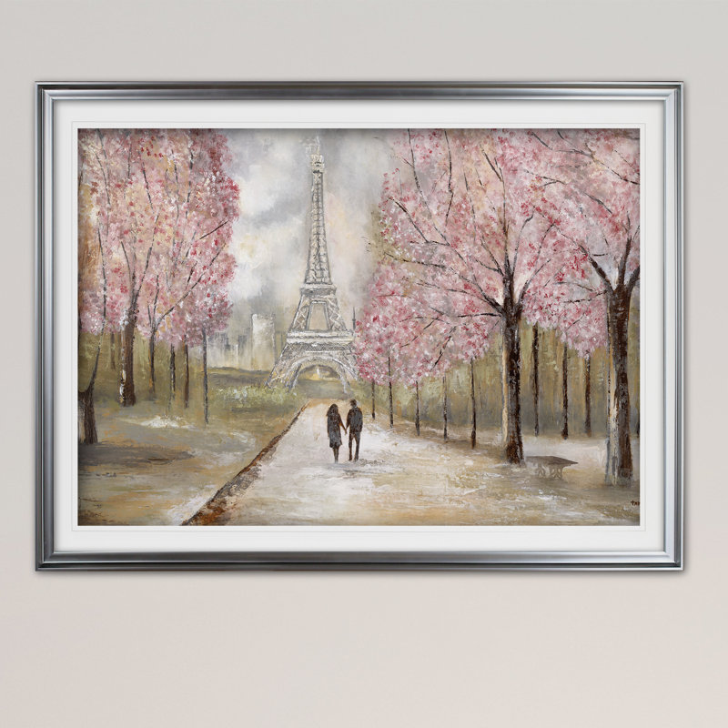 Paris Stroll - reproduction d'art encadrée, Argent, H 28 po x l 38 po x P 1,5 po