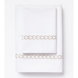 510 Thread Count Cotton Percale Sheet Set with Waterfall Embroidery in Stone