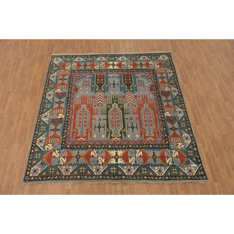 Tapis géométrique Kazak 9 x 9