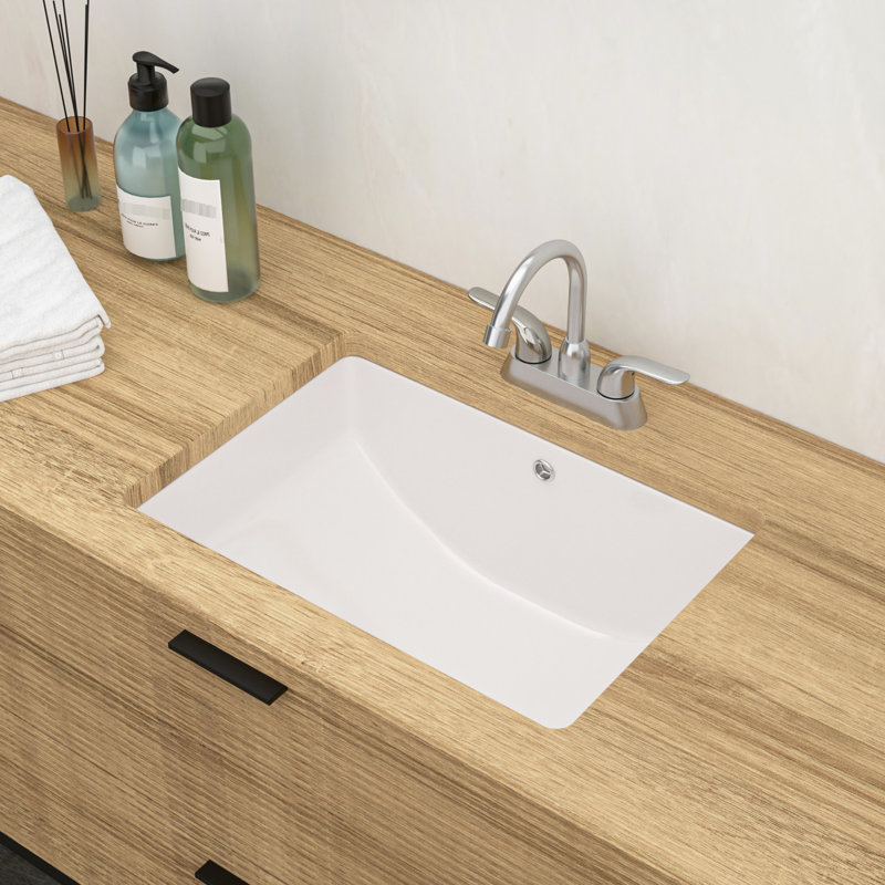 Lavabo de salle de bain encastré en céramique blanche avec trop-plein - Absorption d'eau faible, pour différentes utilisations acides, divers espaces