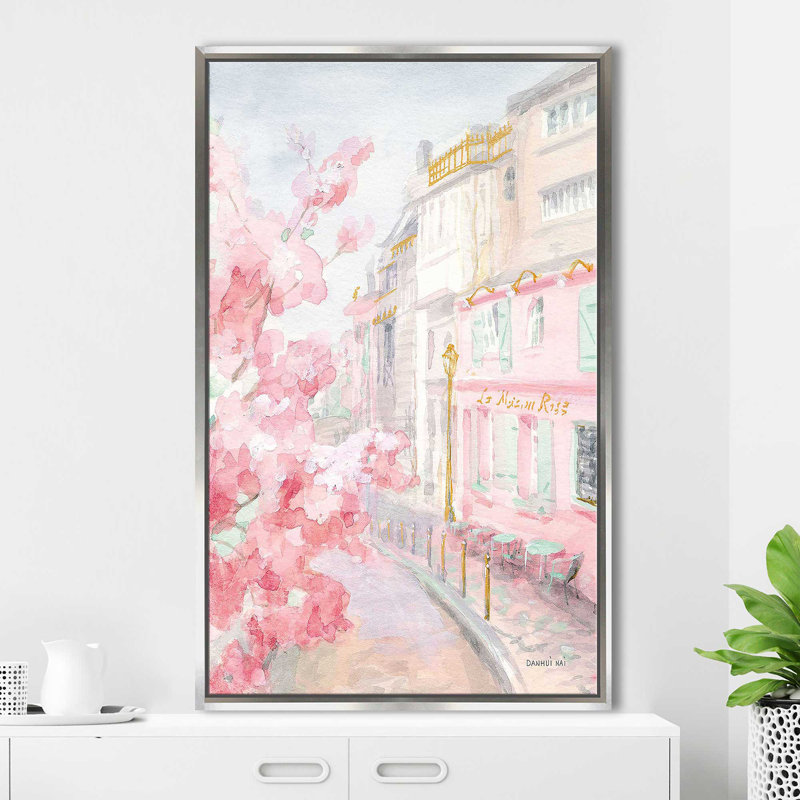 Pastel Paris II par Danhui Nai - Peinture, Cadre flottant argent, H 33,5 po x l 21,5 po x P 2 po