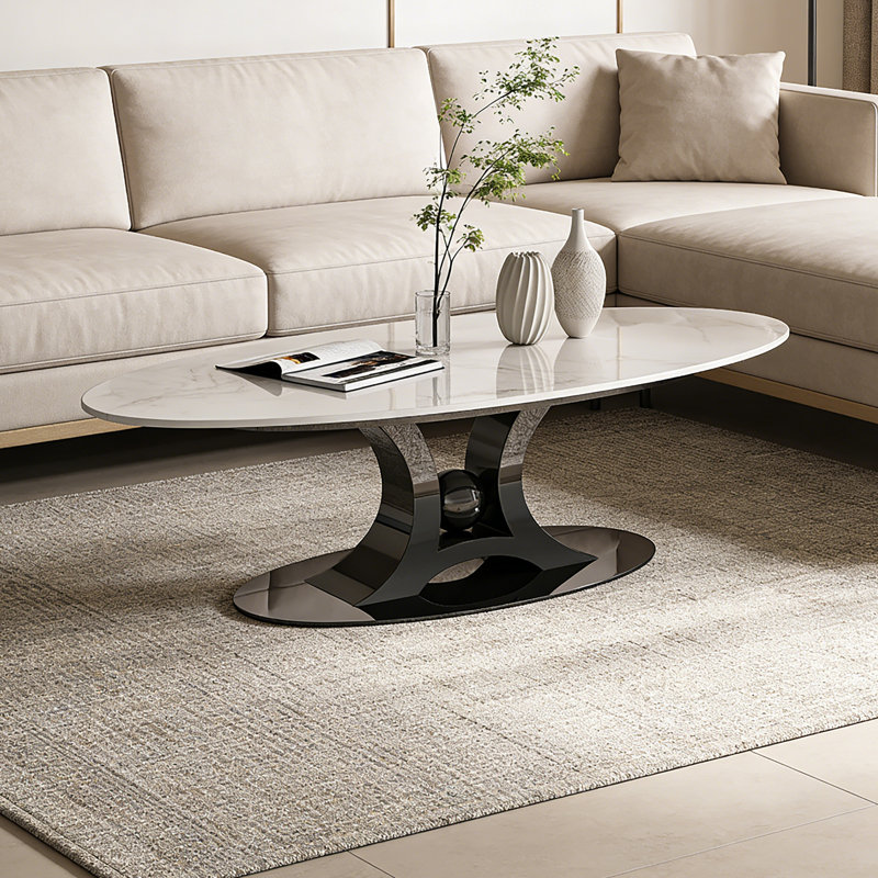 Table basse en acier fritté, H 16,93 po x L 51,18 po x l 27,56 po, Noir