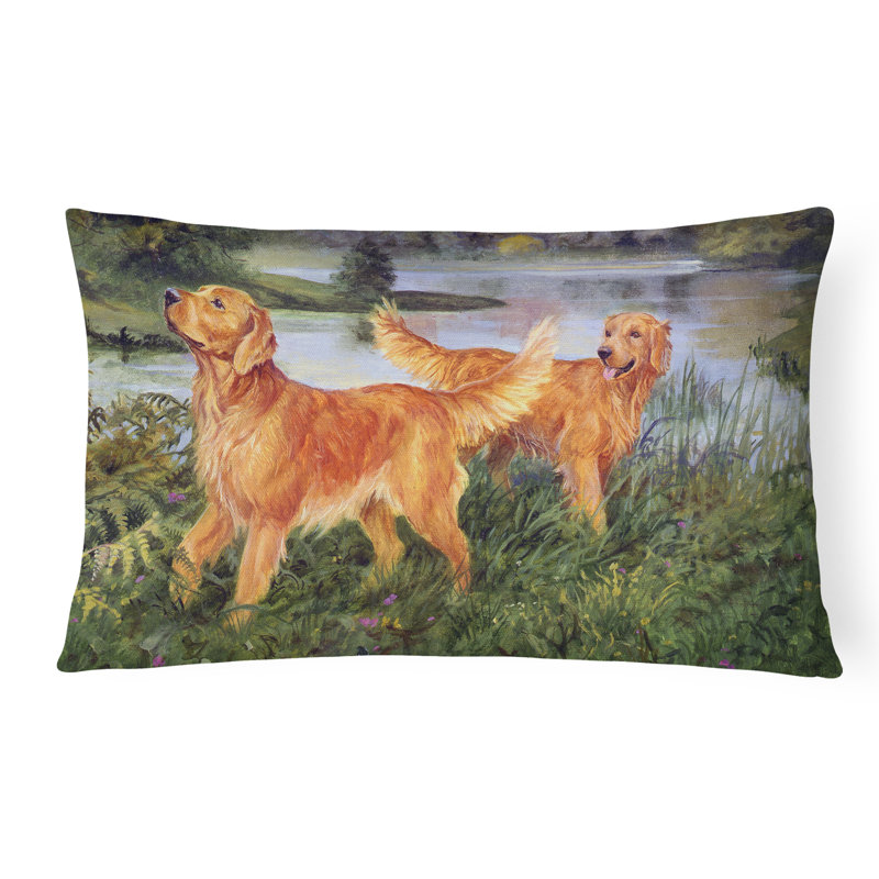 Coussin intérieur/extérieur en tissu golden retrievers Sperazza