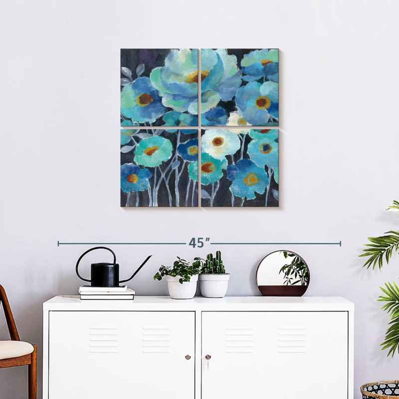 Fleurs indigo Harnek II, H 26 po x l 26 po