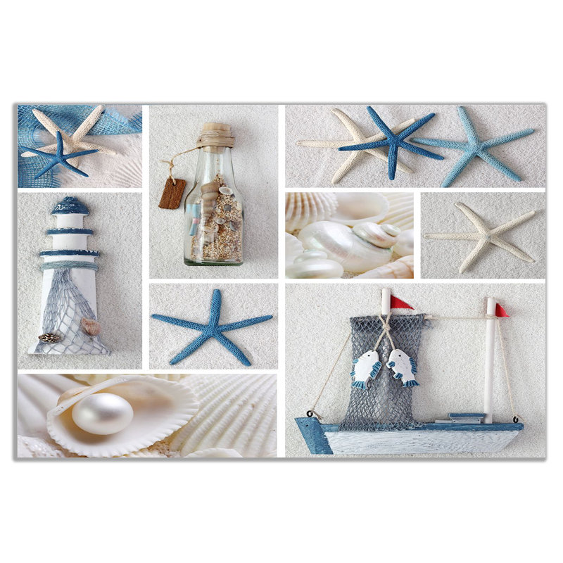 Sand Beach Sea Shells Bathroom - Wrapped Canvas Print, 20cm H x 31cm W