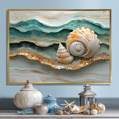 Coquillage et sable émeraude II - art mural bord de mer