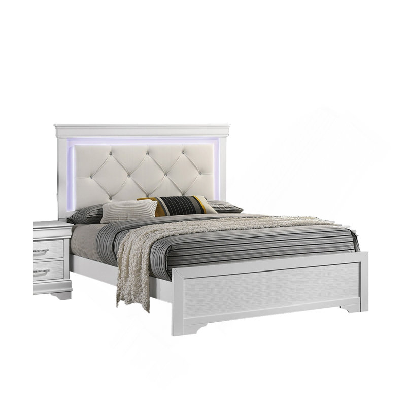 Lit d'inspiration scandinave, créant une ambiance paisible, Blanc, Grand
