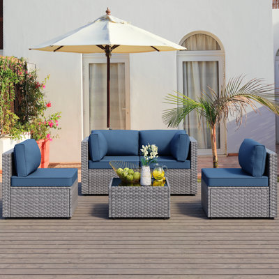 Swain 5-Piece Outdoor Patio Seating Group with Cushions
