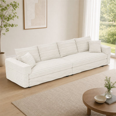 Canapé à 102 places en velours côtelé 102,6 pouces; dispose d'un siège profond adapté pour se prélasser et est livré avec des coussins moelleux - parfait pour le salon ou la chambre à coucher.