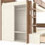 Lit superposé simple au dessus d'un lit simple / simple TG au dessus d'un lit double avec 4 tiroirs de rangement, lit superposé en bois massif avec garde-robe intégrée et garde-corps pleine longueur, sans sommier, beige et naturel