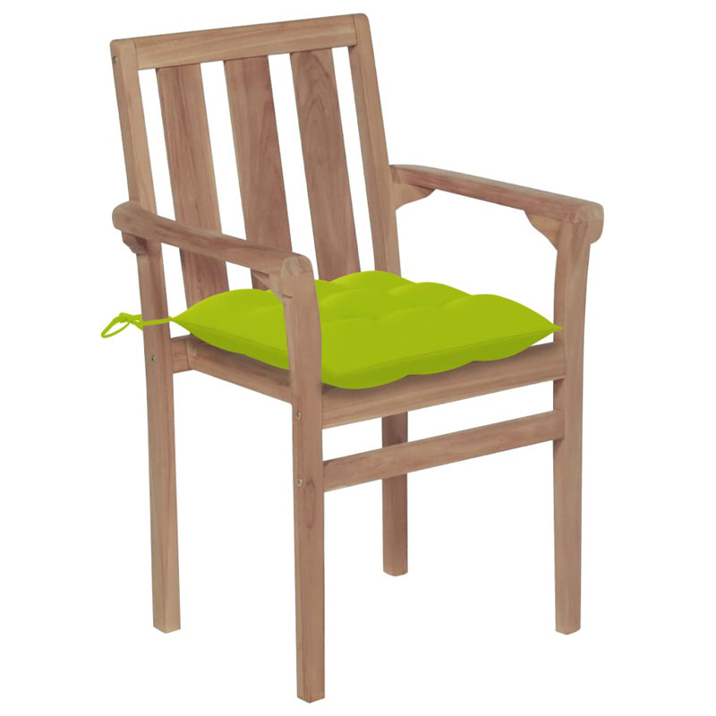 Chaise de patio en teck avec coussins Braxton-Rocco, Vert vif