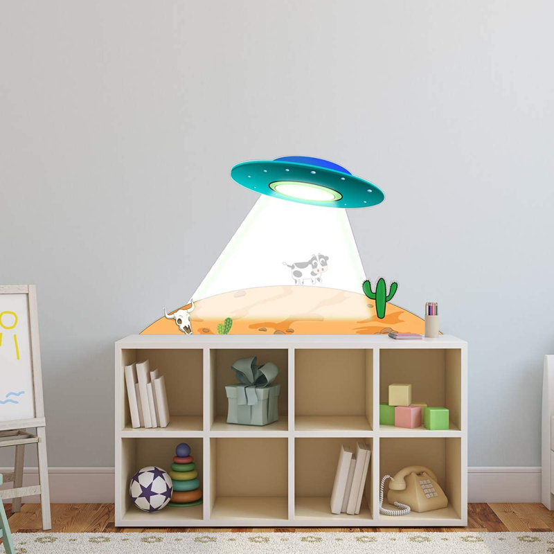 Décalcomanie murale enlèvement d’un ufo étranger, H 12 po x l 22 po x P 0,4 po