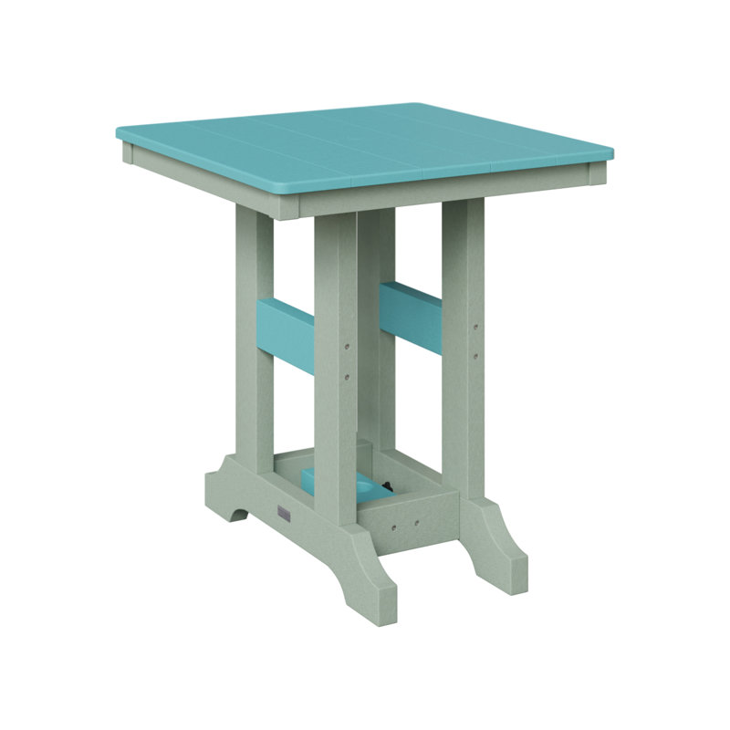 Garden Classic Outdoor Square Bar Table, Seafoam, Aruba Blue