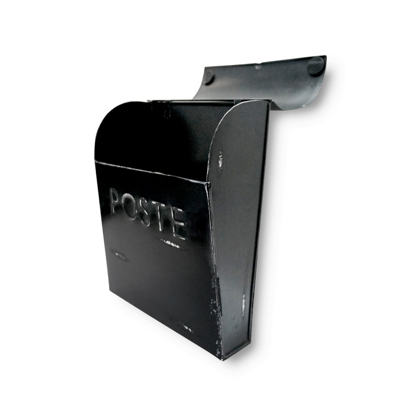 Rustic Black Steel Wall Mounted Mailbox with Newspaper Holder