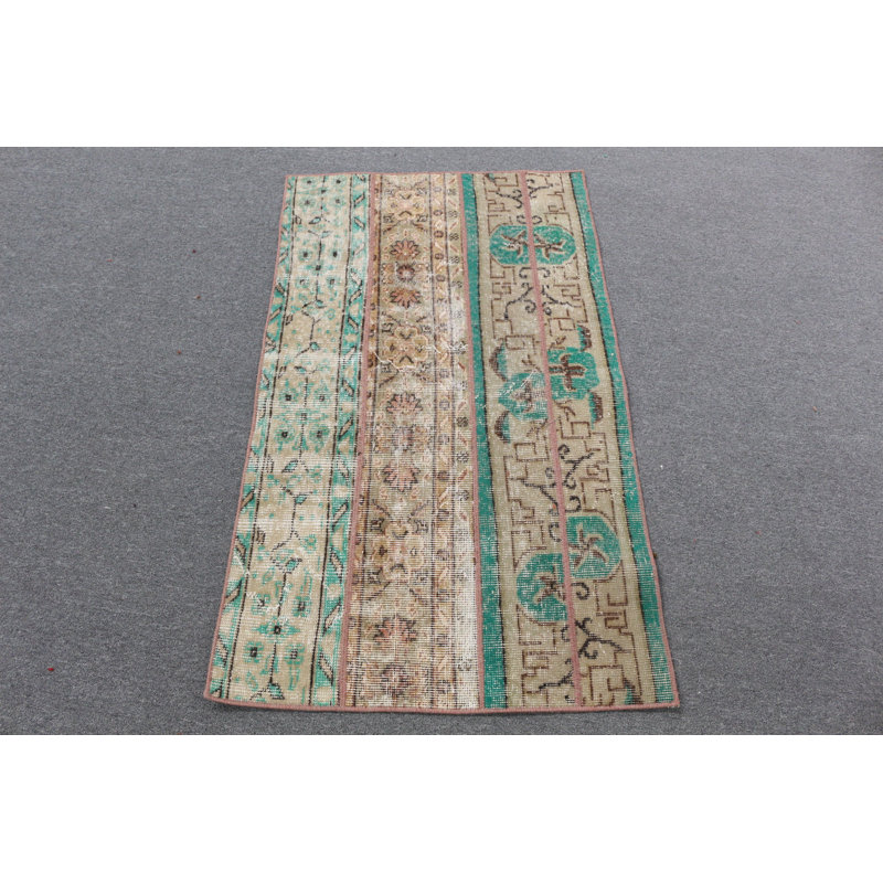 Tapis turc fait à la main de style patchwork brun servant de décoration murale sophistiquée