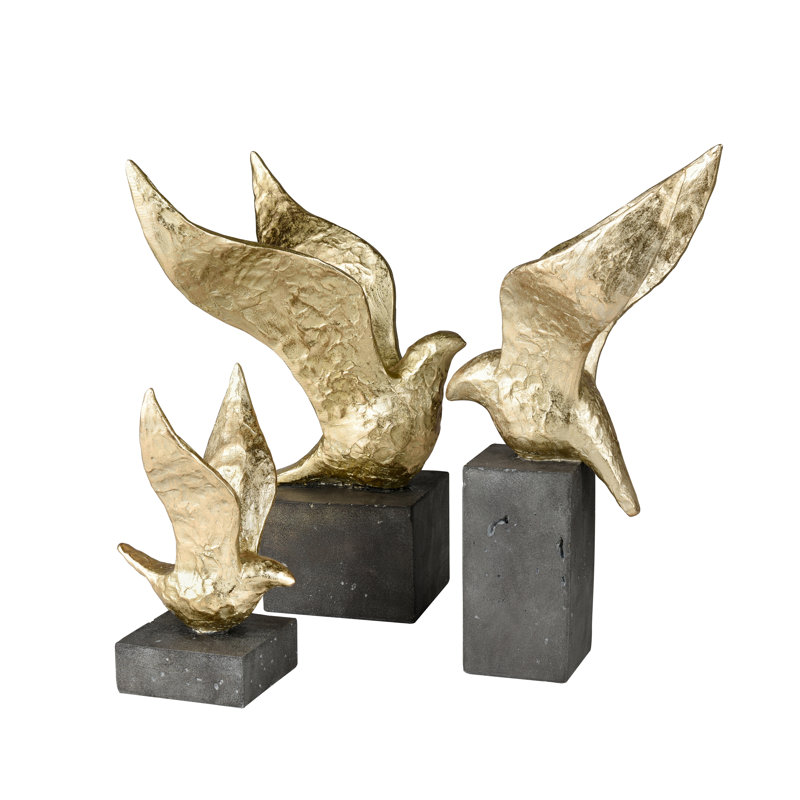 Sculpture d'oiseau ailé - ensemble de 3