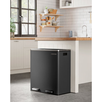 2 x 8 Gallon Stainless Steel Multi-Compartments Trash Can with 15 trash bags