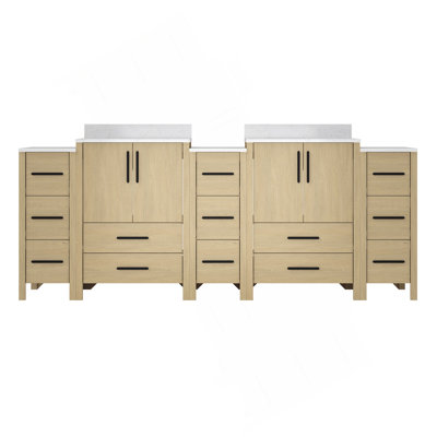 84"W×22"D×34"H Double Sinks Bathroom Vanity Cabinet,Freestangding storage Vanity Cabinet with White Countertop