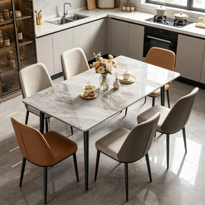 Funke Stone Top Metal Base Dining Table