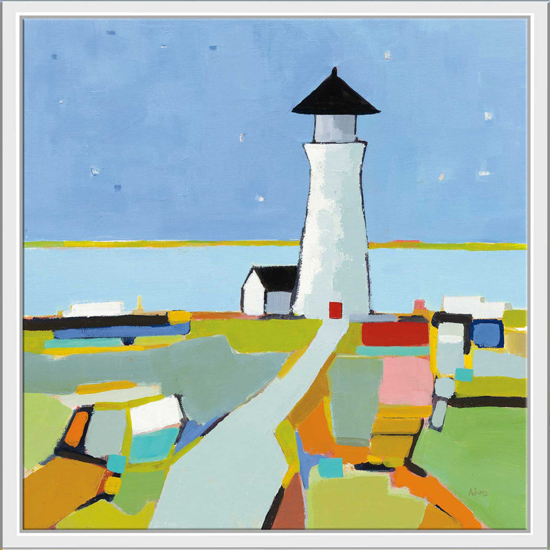 Vers le phare - Peinture, H 27,5 po x l 27,5 po x P 2 po, Cadre flottant blanc