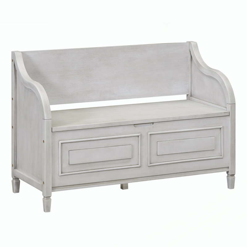 Banc de rangement multifonctionnel en bois massif avec charnière de sécurité, Gray Wash, Gray Wash