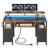Seventable Computer Desk 47.2" with LED Lights & Power Outlets, Home Office Desk with 4 Drawers and Keyboard Tray, Work Desk for Home Office, Rustic Brown