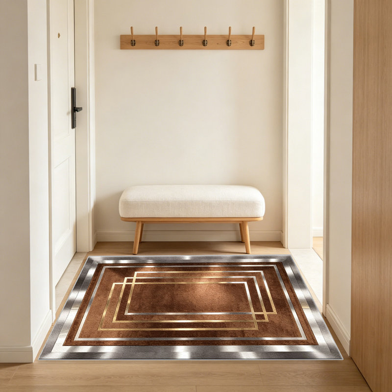 Brown Art Deco Geometric   area rugs for Living Room, Soft and Comfortable, Suitable for all seasons, easy to maintain, machine washable Indoor floor mat, Under Table Farmhouse suitable for Bedroom, Dining Room, Study,  Balcony, Home Decor Patio