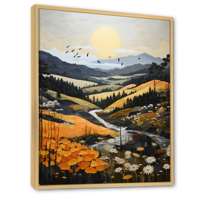 «Cartan Countryside Misty Morning Patchwork III», reproduction, H 40 po x l 30 po x P 1,5 po, Cadre naturel flottant